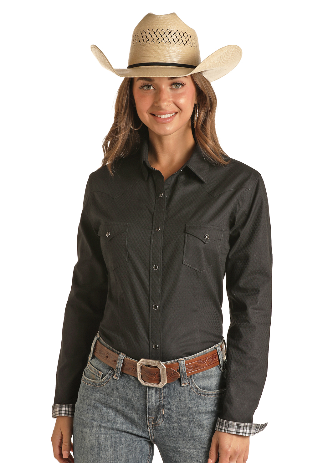 Ladies Tech Snap Shirt Burgundy - Frontier Western Shop
