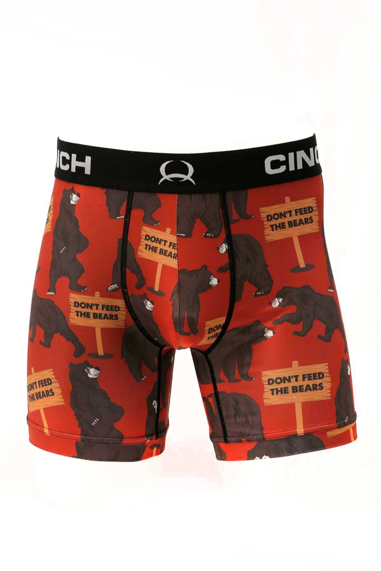 Cinch 6" Bears Boxer Briefs Red