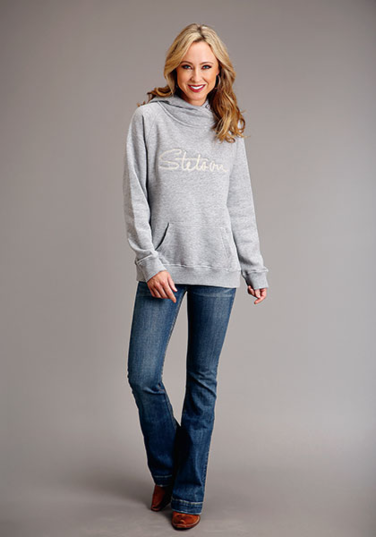 Stetson Chain Stitch Embroidery Hoodie Grey
