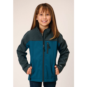 Roper Girl's Combo Soft Shell Jacket Green Teal