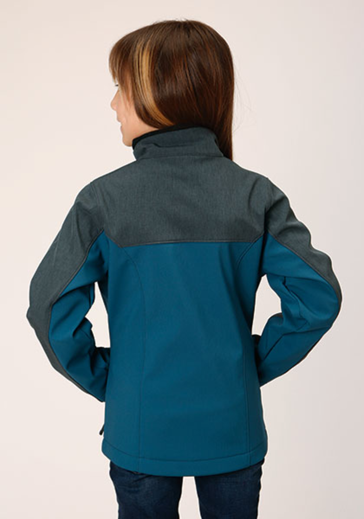 Roper Girl's Combo Soft Shell Jacket Green Teal