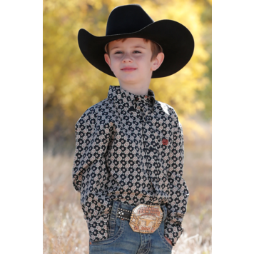 Cinch Boys Geometric Print Button Shirt Black