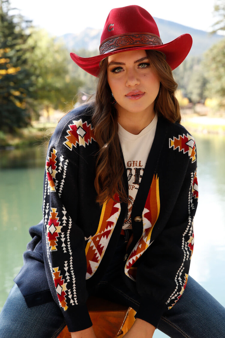 Cruel Denim Buttoned Boyfriend Fit Cardigan Navy