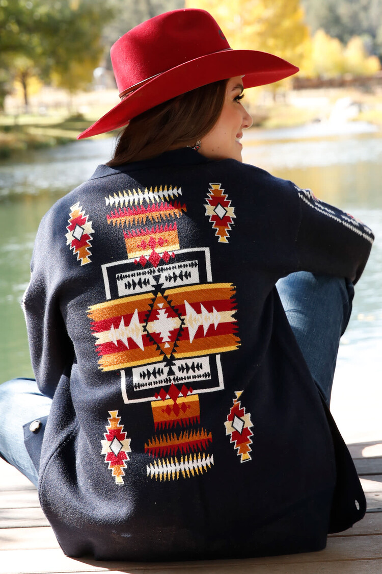 Cruel Denim Buttoned Boyfriend Fit Cardigan Navy