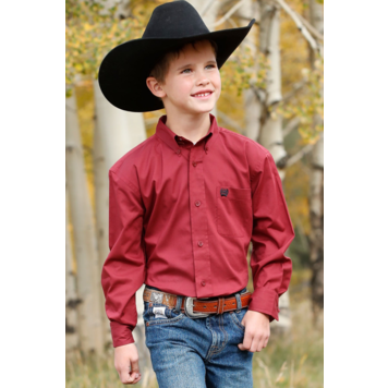 Cinch Boy's Solid Button Shirt Red
