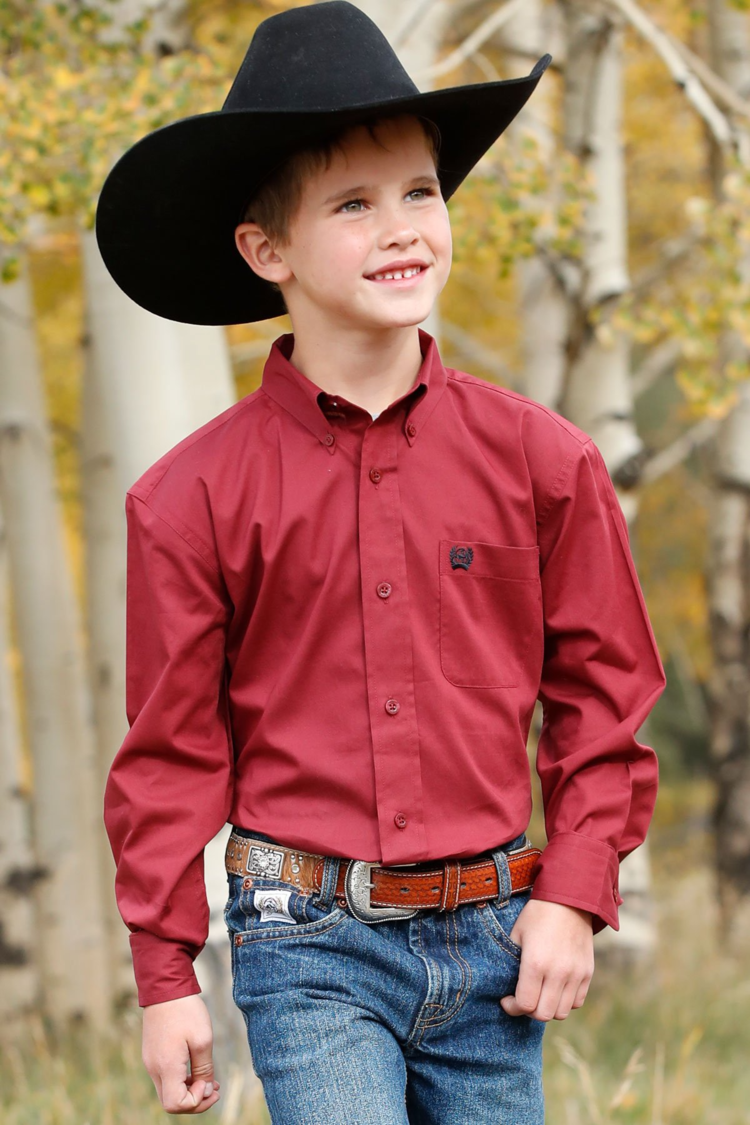 Cinch Boy's Solid Button Shirt Red