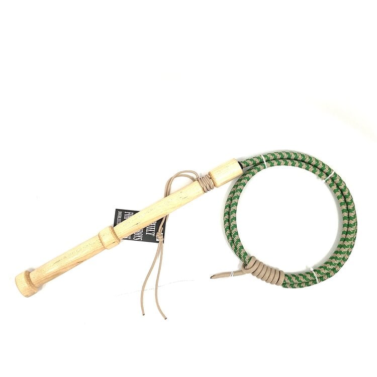 Double C Stock Whip Maple Handle Green/ Tan