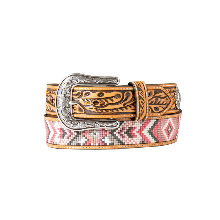 Angel Ranch Beaded Inlay Belt Pink