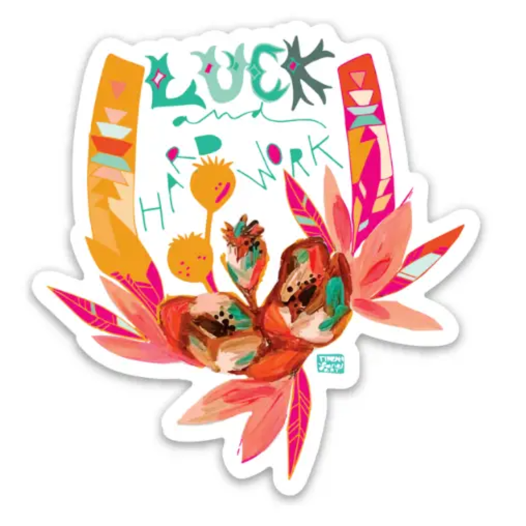 Luck and Hard Work Cowgirl Horseshoe Sticker