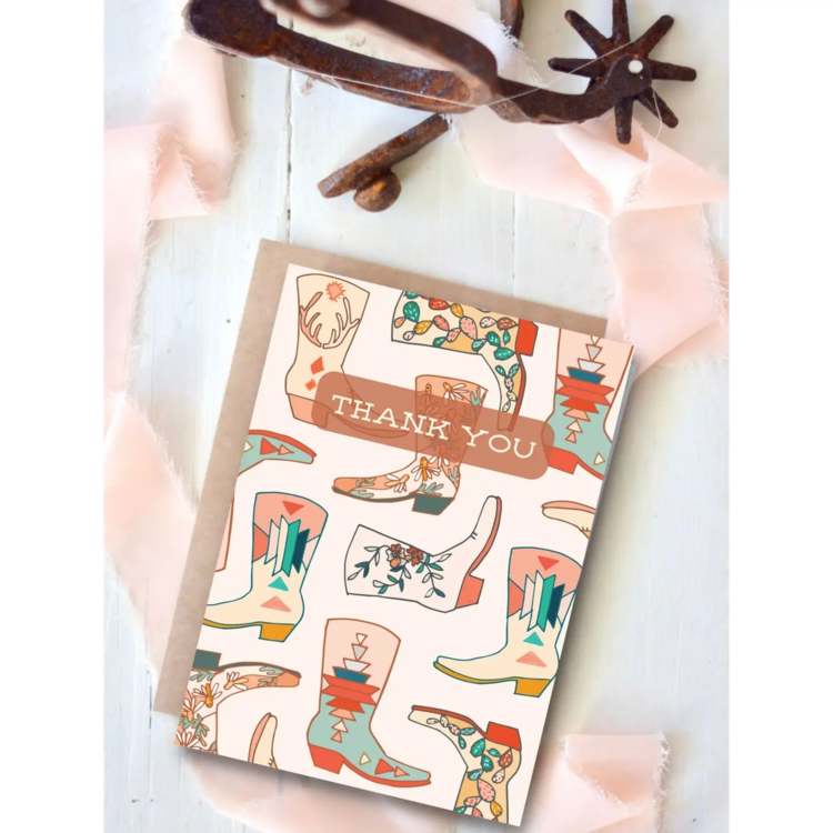 Western Cowboy Boots Thank You Card