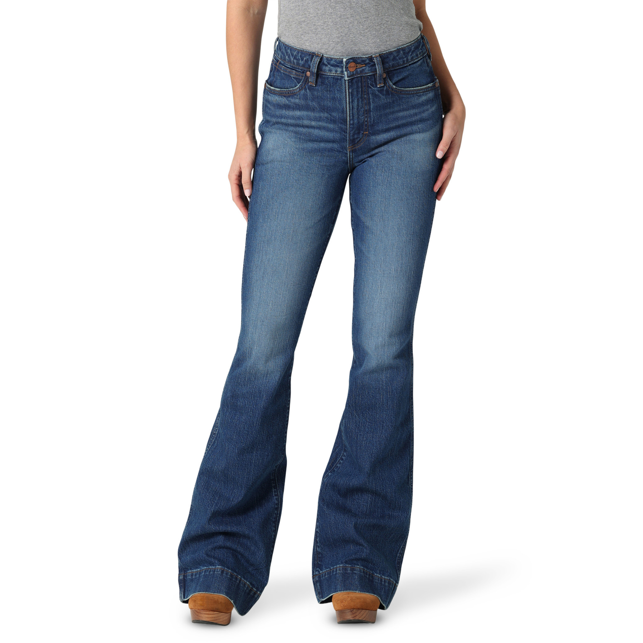 Rock & Roll Women's Light Wash Smile Pocket High Rise Trouser Jeans  RRWD5HR1AZ - Stockyard Style