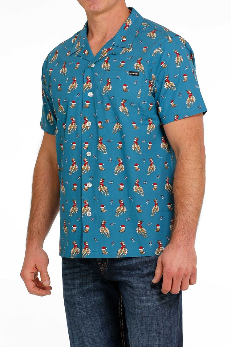 Cinch Cowboy Santa Camp Shirt