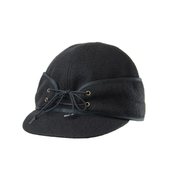 Crown Cap Wool Blend Railroad Ponytail Hat Black