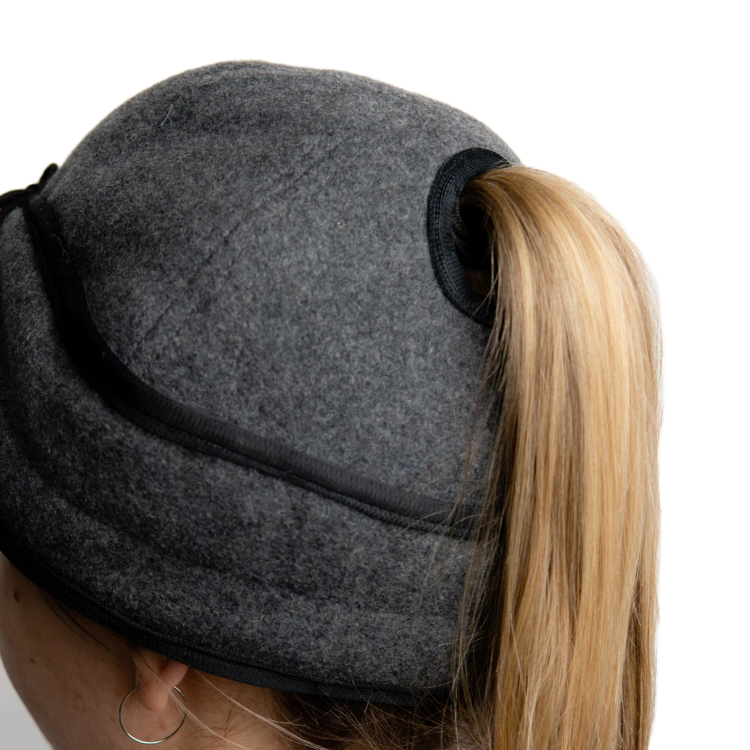 Crown Cap Wool Blend Railroad Ponytail Hat Black
