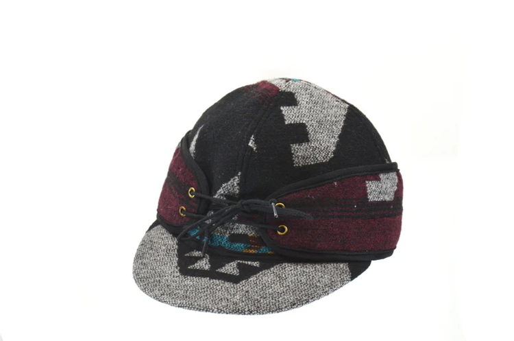 Crown Cap Aztec Wool Railroad Hat Burgundy