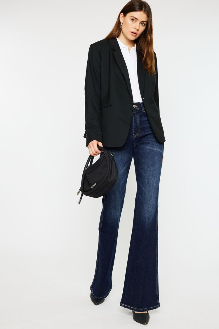 KanCan Luke High Rise Flare Dark Wash