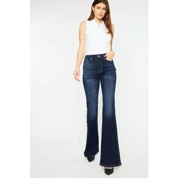 KanCan Luke High Rise Flare Dark Wash