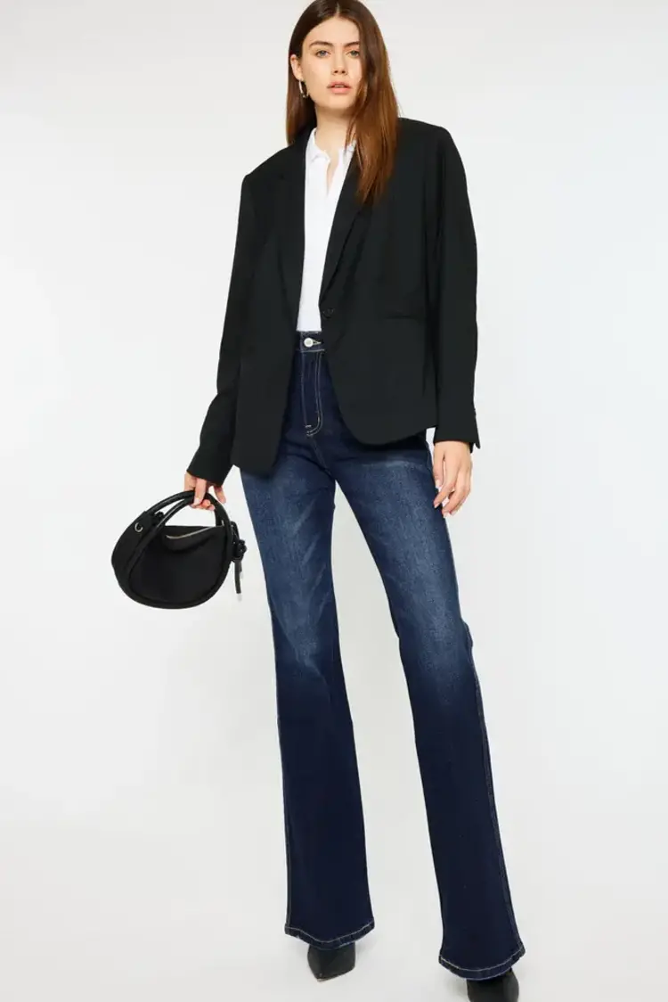 KanCan Luke High Rise Flare Dark Wash