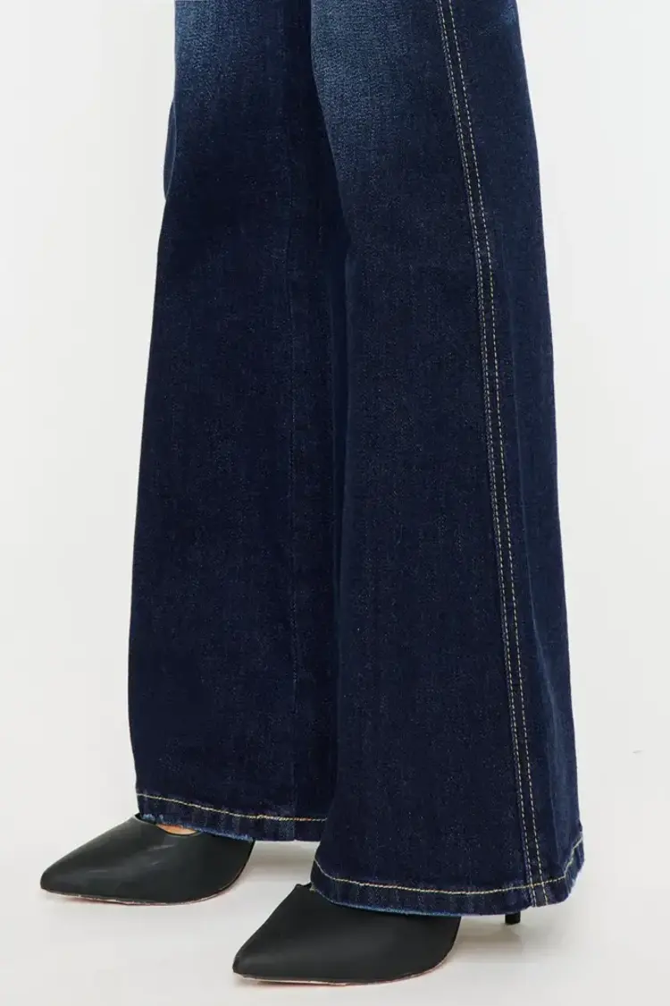 KanCan Luke High Rise Flare Dark Wash