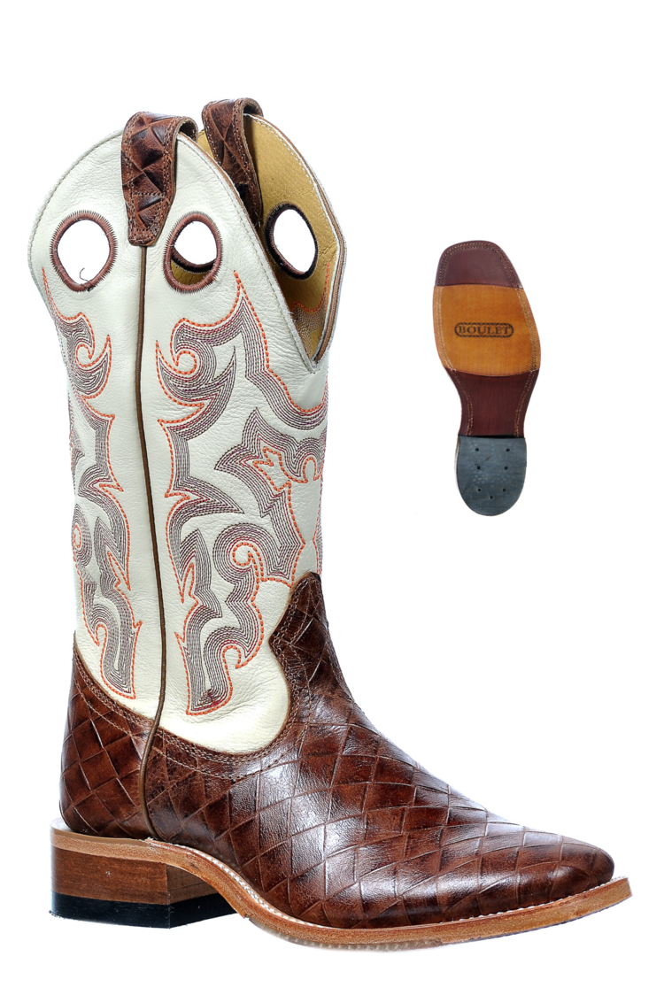 Boulet Ladies Big Woven Cognac Boot