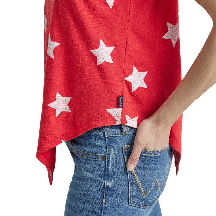 Wrangler Pointed Hem Tank Stars Red