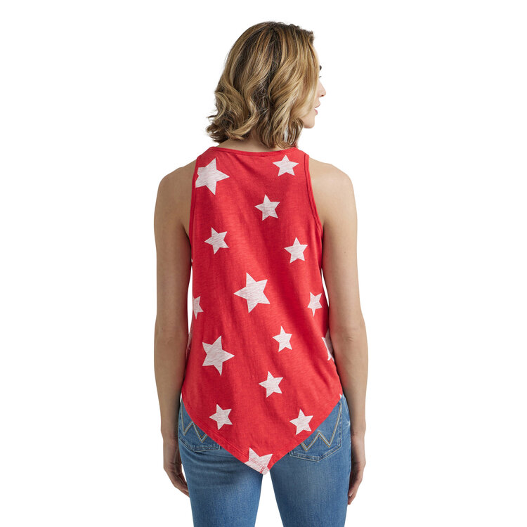 Wrangler Pointed Hem Tank Stars Red
