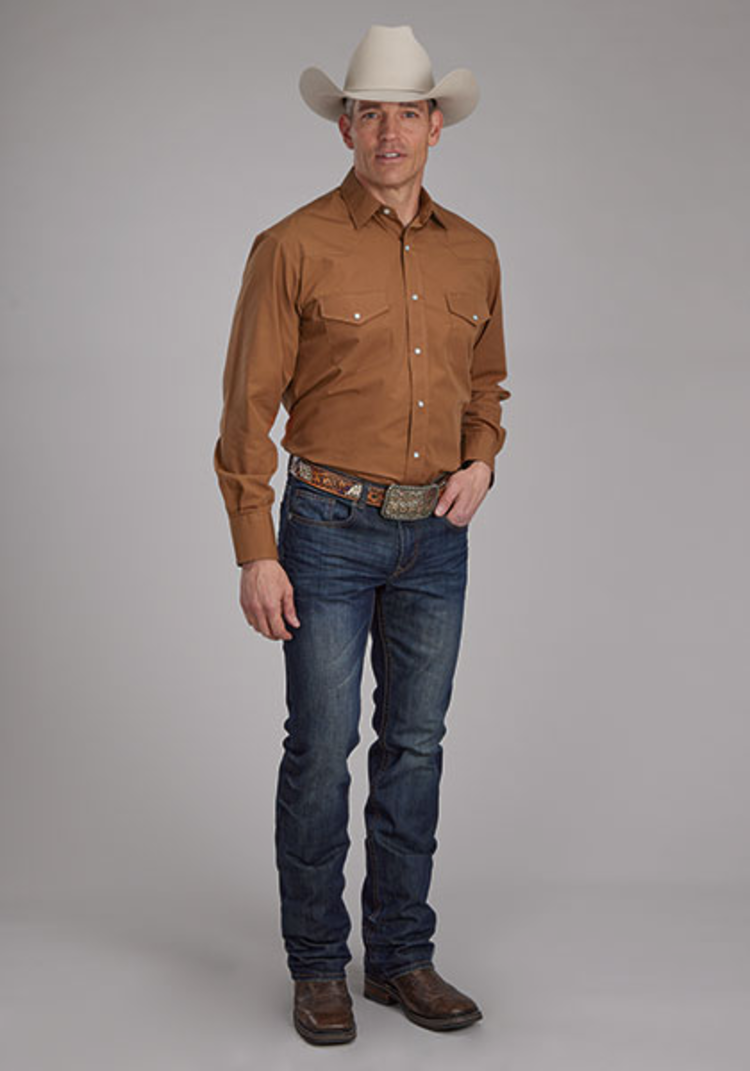 Roper Solid Broadcloth Snap Shirt Rust