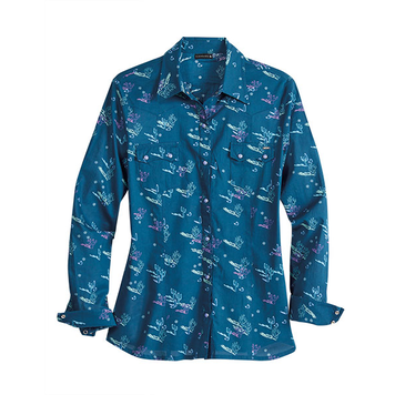 Tin Haul Cactus Shadows Snap Shirt Blue