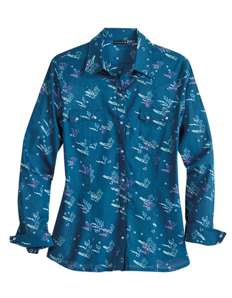Tin Haul Cactus Shadows Snap Shirt Blue