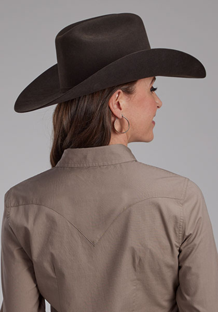 Roper Solid Poplin Snap Shirt Stone