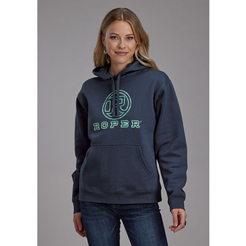 Roper Roper Logo Print Hoodie Navy