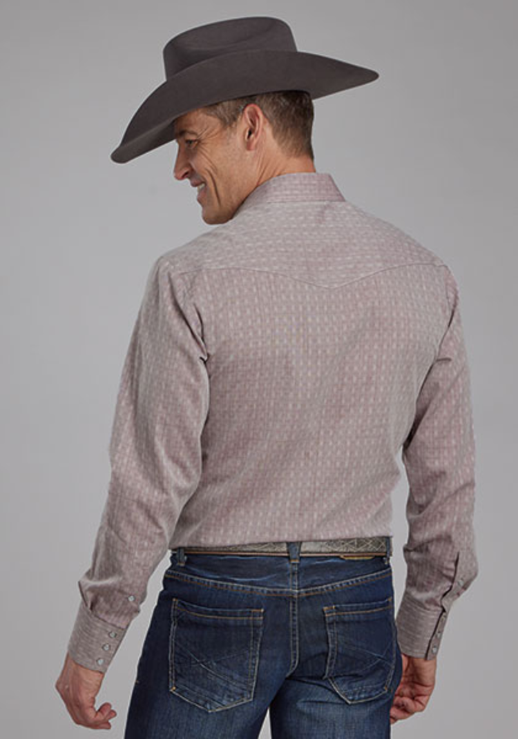 Roper All Over Tone Snap Shirt Dark Red