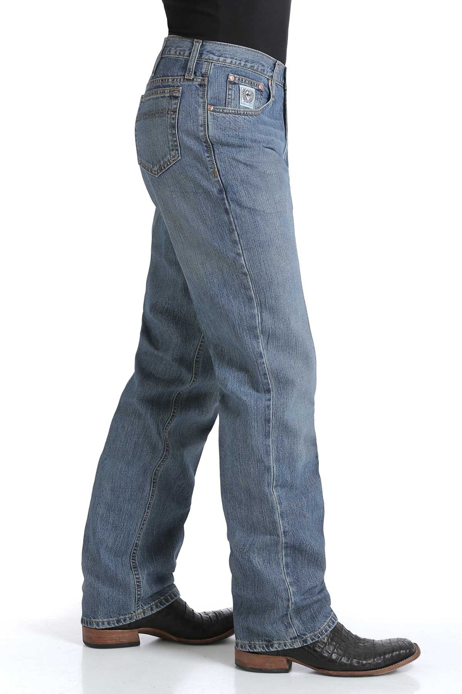 Mens White Label Mid Rise Medium Stonewash Jean - Frontier Western 