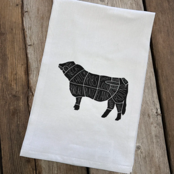 Beef Cuts Western Tea Towel