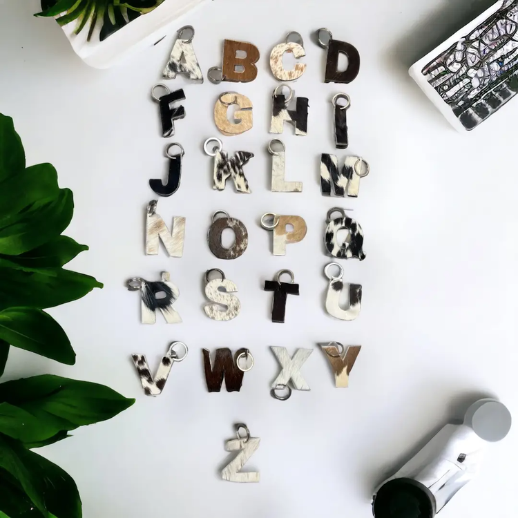 Alphabet Cowhide Key Chain