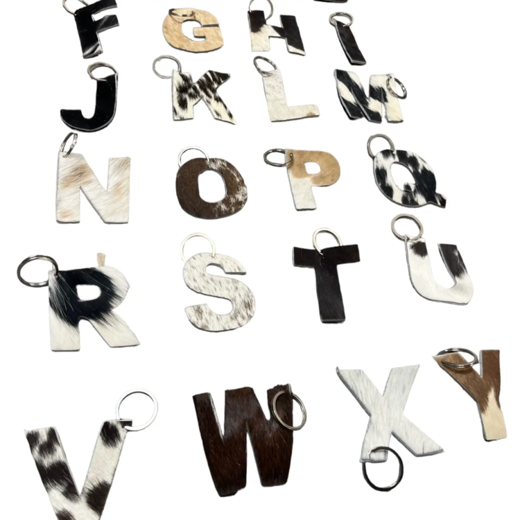 Alphabet Cowhide Key Chain