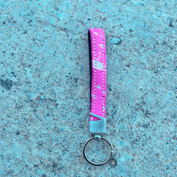 Colorful Cowhide Wristlet Pink