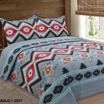 Grey Navajo Bedspread Set