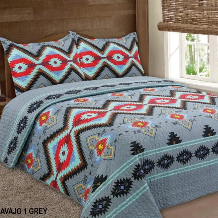 Grey Navajo Bedspread Set