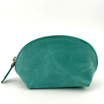 Leather Cowhide Coin Pouch Turquoise
