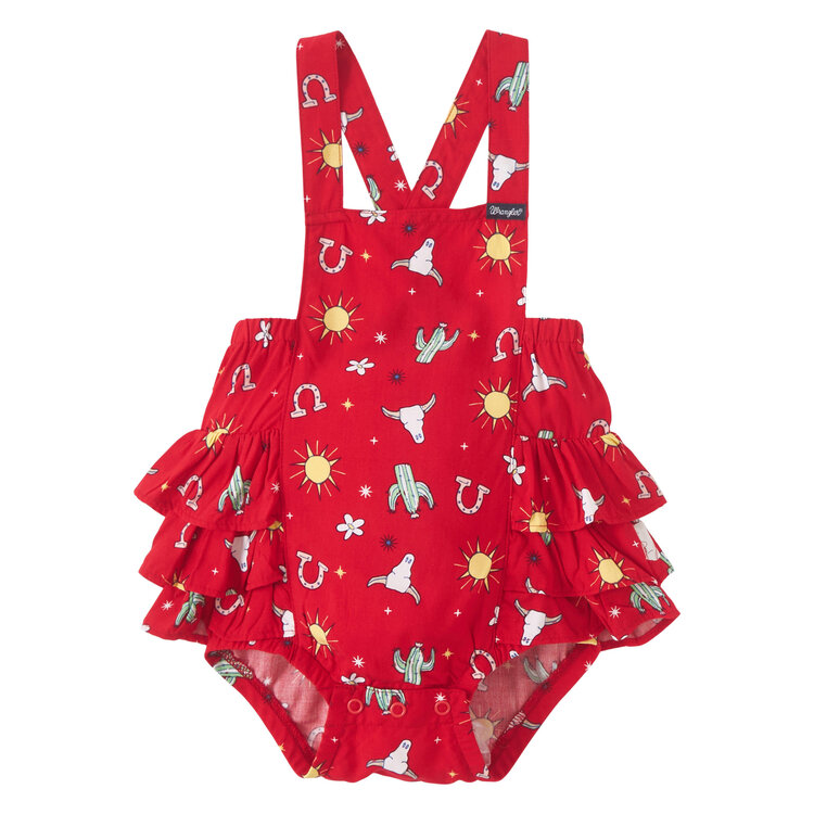 Wrangler Girls Printed Ruffle Bodysuit Red