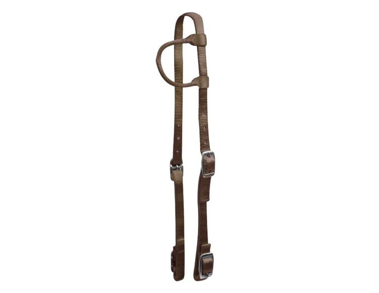 Showman Premium Nylon One Ear Headstall Brown