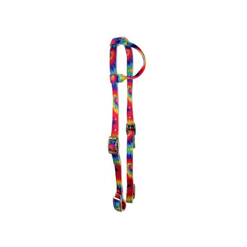 Showman Nylon One Ear Headstall Multi Color Tie Dye
