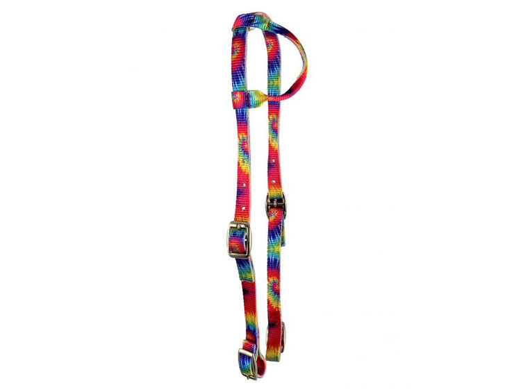 Showman Nylon One Ear Headstall Multi Color Tie Dye