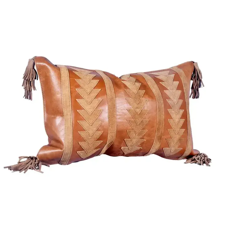 HiEnd Accents Genuine Leather & Suede Arrow Tasseled Throw Pillow