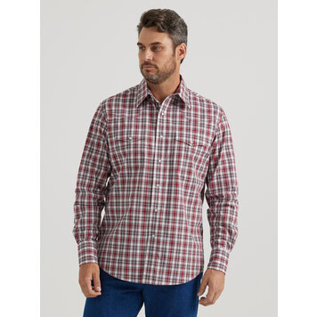 Wrangler Wrinkle Resist Snap Shirt Syrah Red Plaid