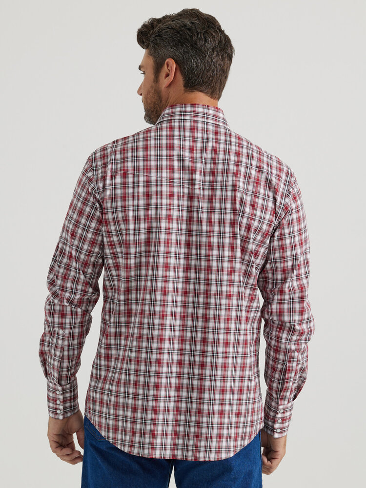 Wrangler Wrinkle Resist Snap Shirt Syrah Red Plaid