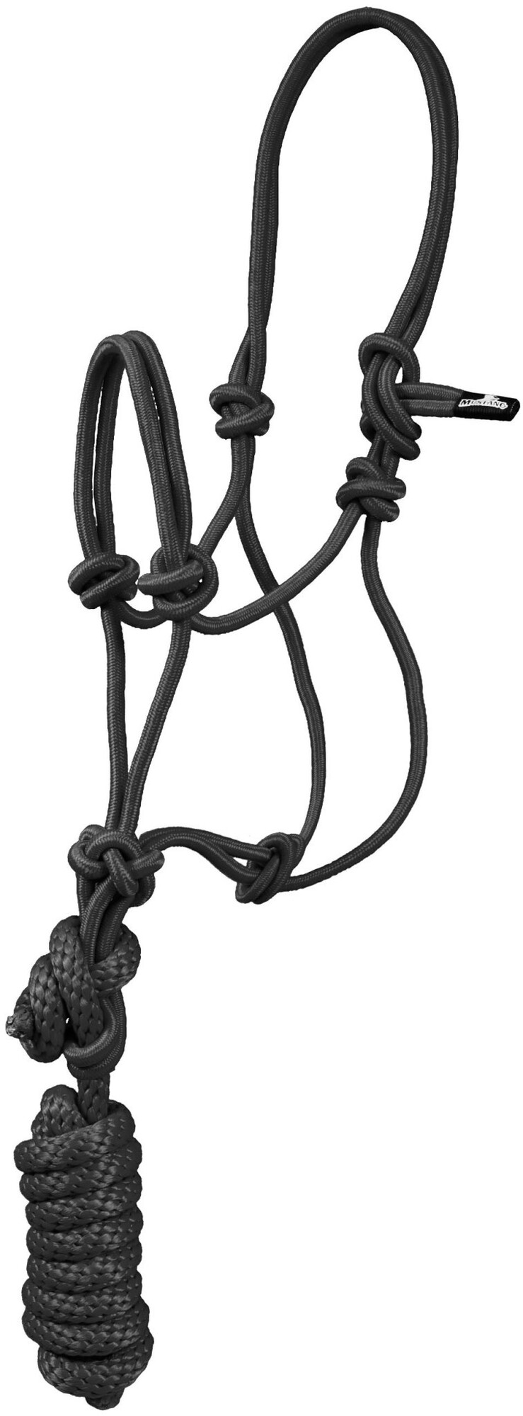 Mustang Pony Economy Rope Halter with Lead Black