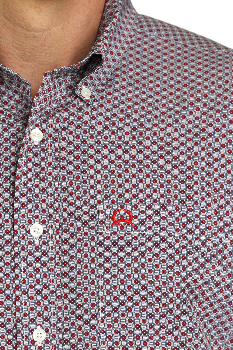 Cinch Arenaflex Geometric Print Shirt Red/Navy