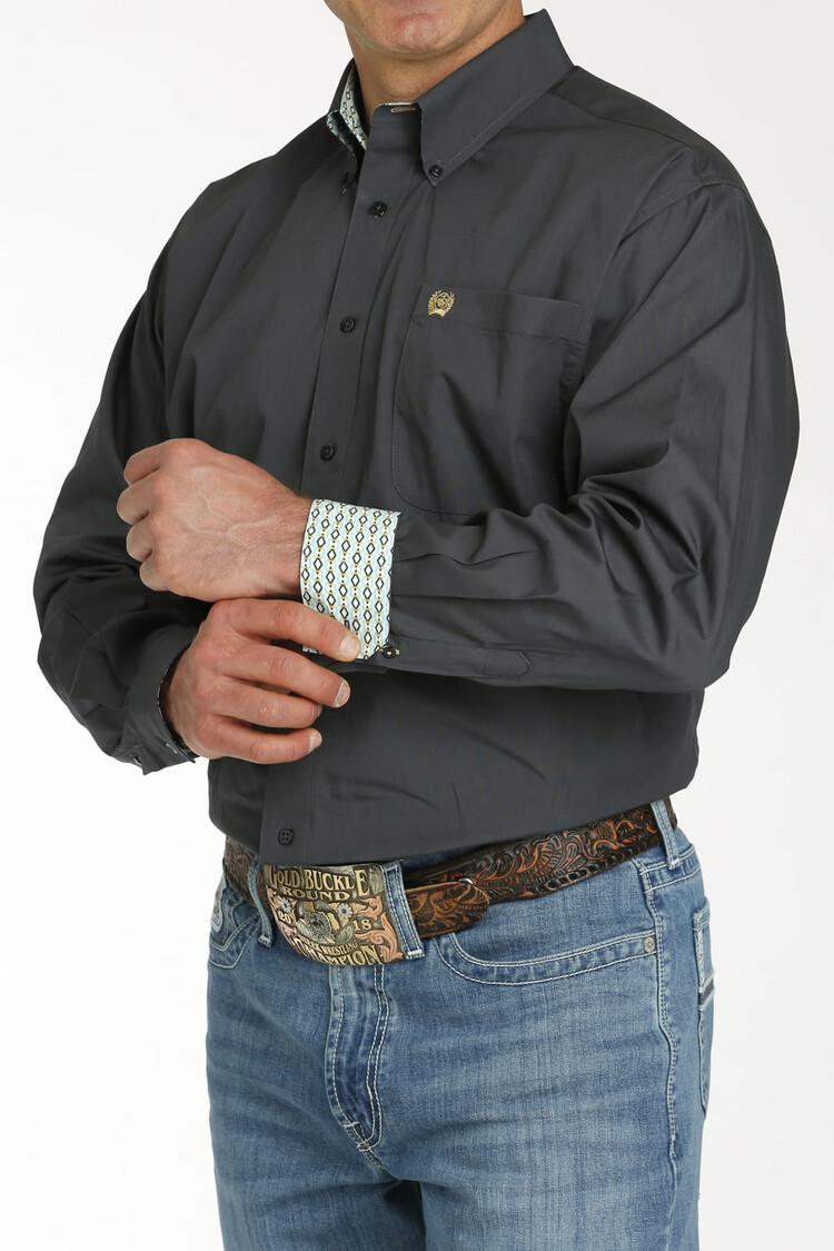 Cinch Plain Weave Solid Charcoal Shirt